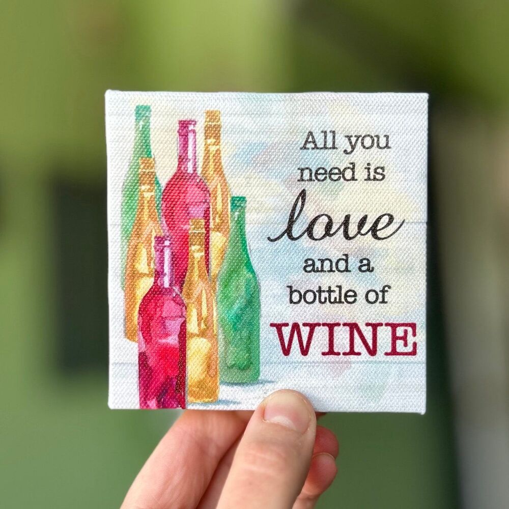 Mini Wine Bottle Themed Canvas Wall Accent Sign By GANZ